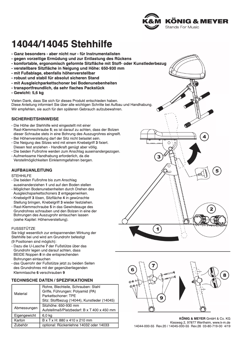 Page 1 de la notice Manuel utilisateur Konig & Meyer 14044