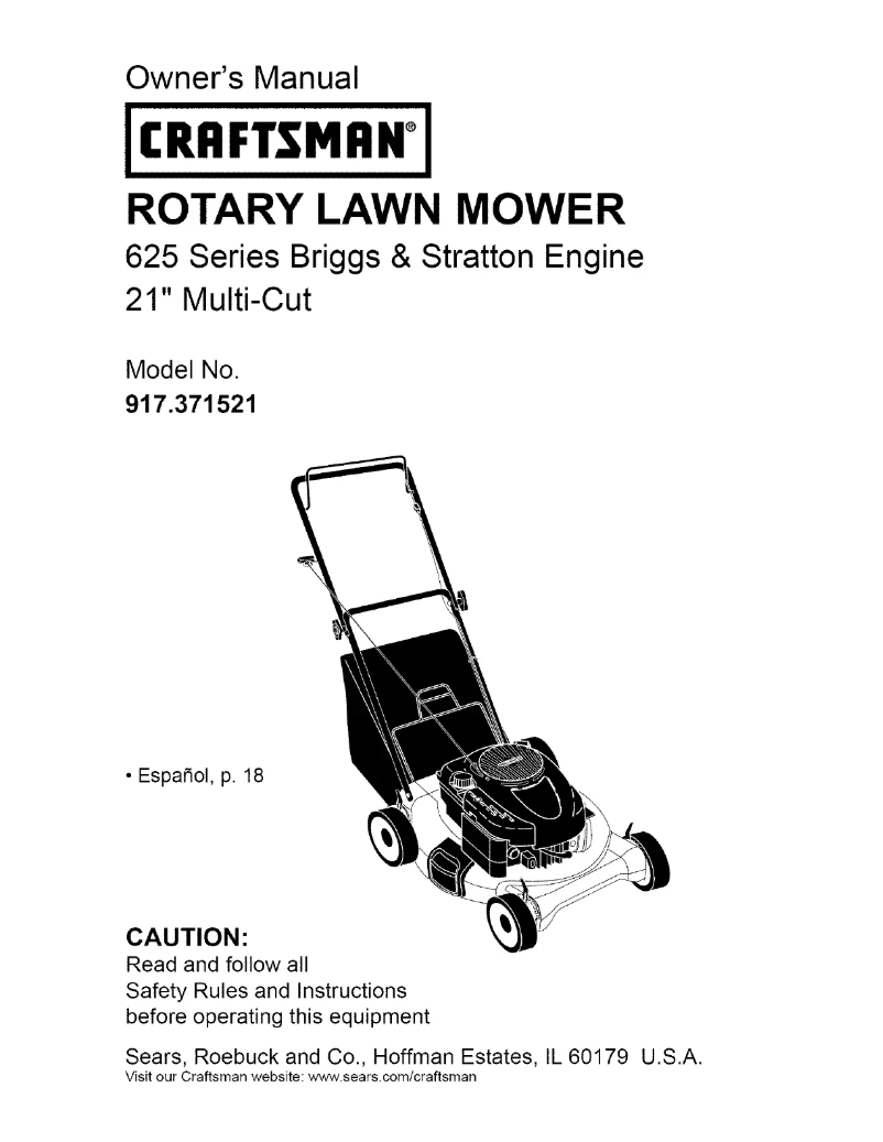 Page 1 de la notice Manuel utilisateur Craftsman 917.371521