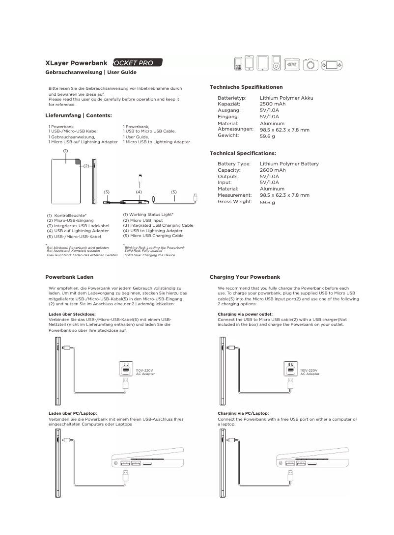 Página 1 del manual Manual de usuario XLayer Pocket Pro