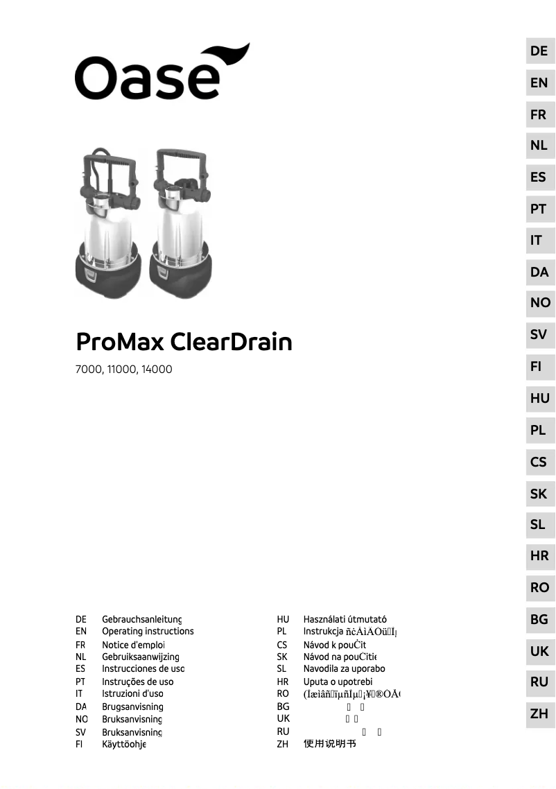 Page 1 de la notice Manuel utilisateur Oase ProMax ClearDrain 11000
