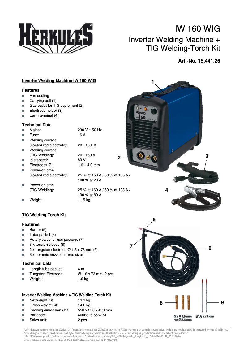 Page n°1 - Manuel utilisateur Herkules IW 160 Wig