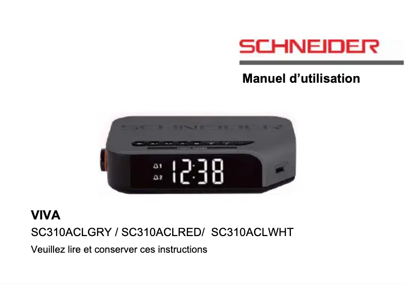 Page 1 de la notice Manuel utilisateur Schneider Viva SC310ACLGRY