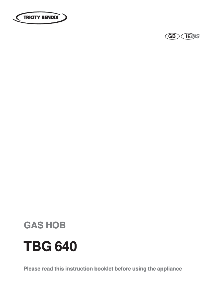 Page 1 de la notice Manuel utilisateur Tricity Bendix TBG640TX