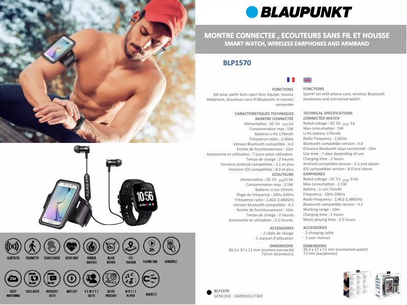 Page 1 de la notice Fiche technique Blaupunkt BLP1570