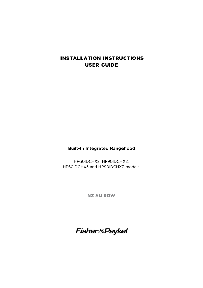 Page 1 de la notice Manuel utilisateur Fisher & Paykel HP60IDCHX2