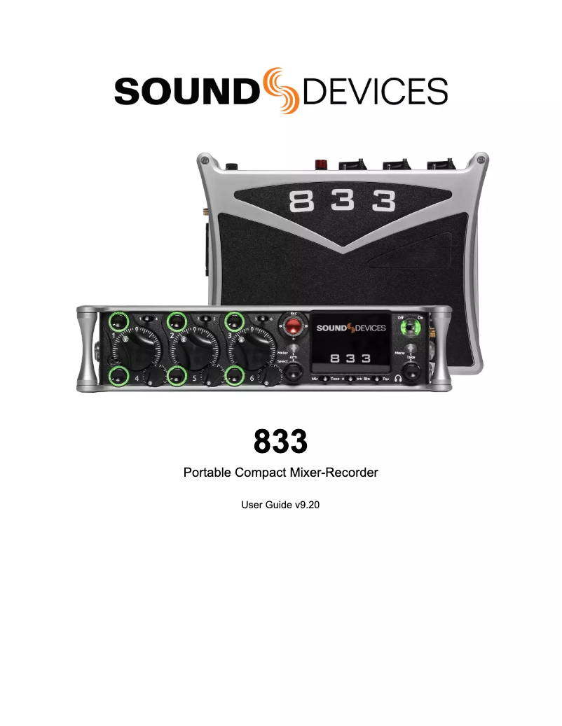 Page n°1 - Manuel utilisateur Sound Devices 833