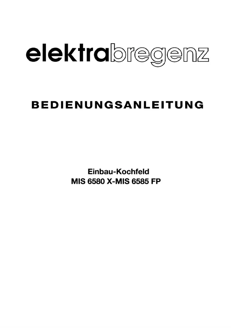 Page 1 de la notice Manuel utilisateur Elektra Bregenz MIS 6580 X