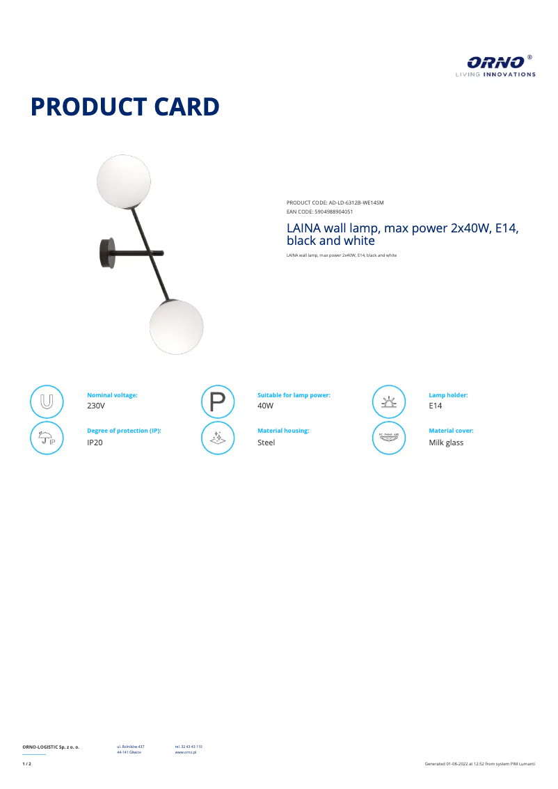Image de la première page du manuel de l'appareil AD-LD-6312B-WE14SM