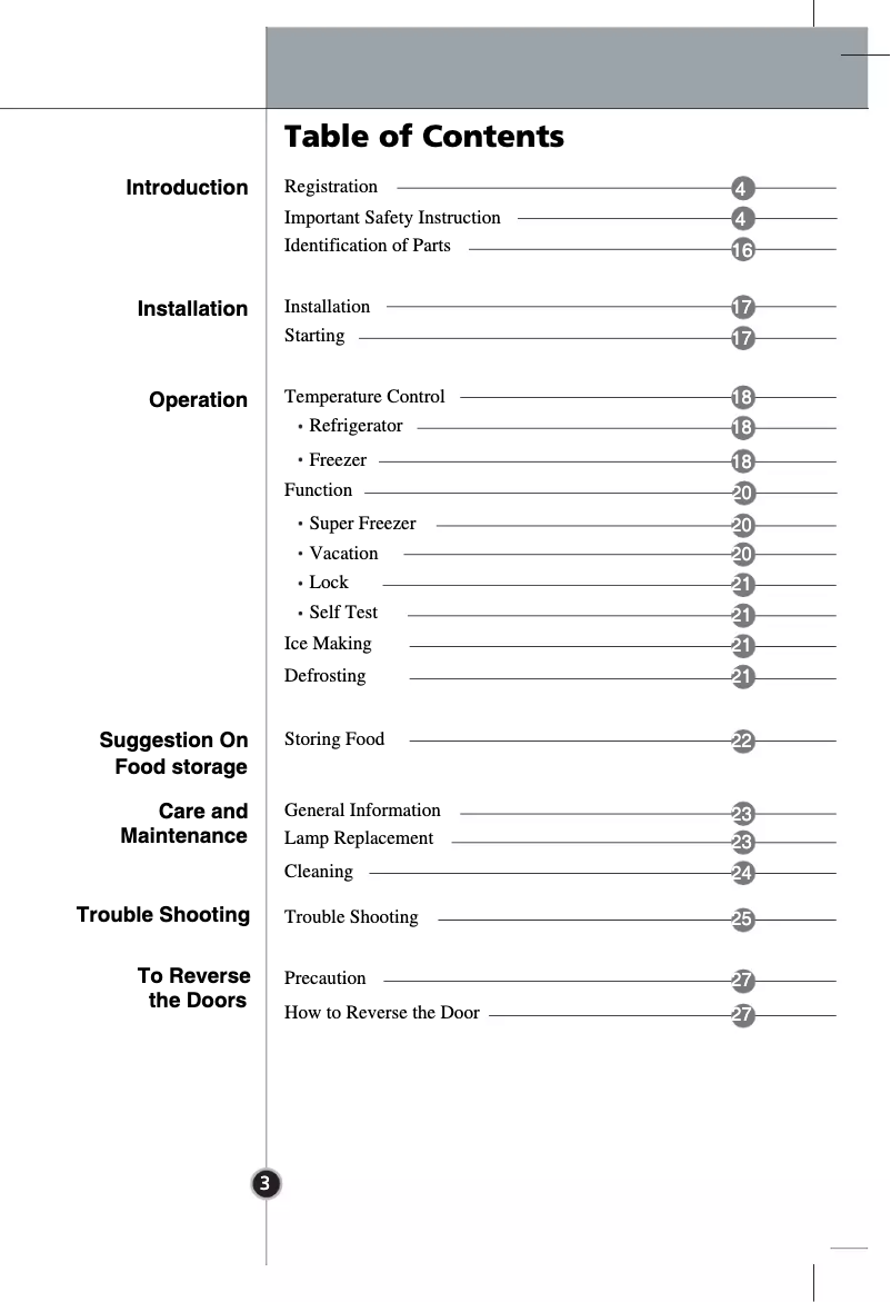 Page 1 de la notice Manuel utilisateur LG GR-3991EW