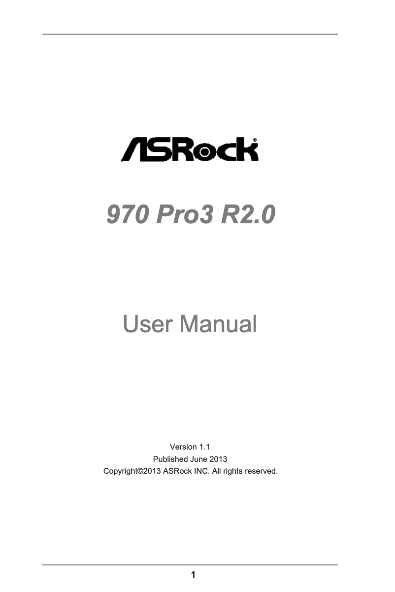 Page n°1 - Manuel utilisateur Asrock 970 Pro3 R2.0