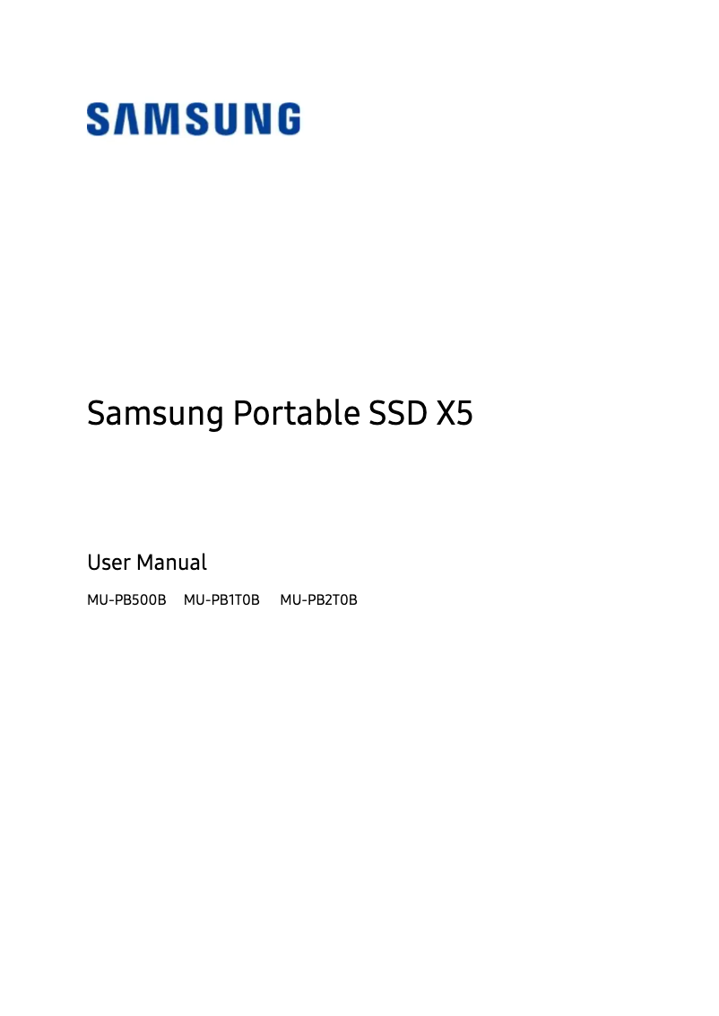 Page 1 de la notice Manuel utilisateur Samsung Portable SSD X5