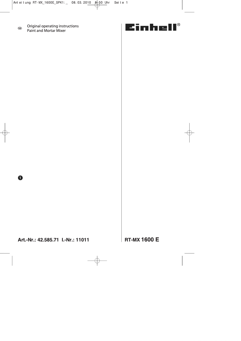 Image de la première page du manuel de l'appareil RT-MX 1600 E