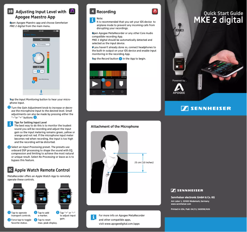 Página 1 del manual Manual de usuario Sennheiser MKE 2 digital