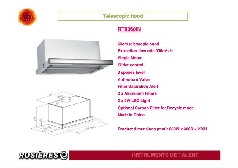 Page n°1 - Guide d'installation Rosieres RT 6360 IN