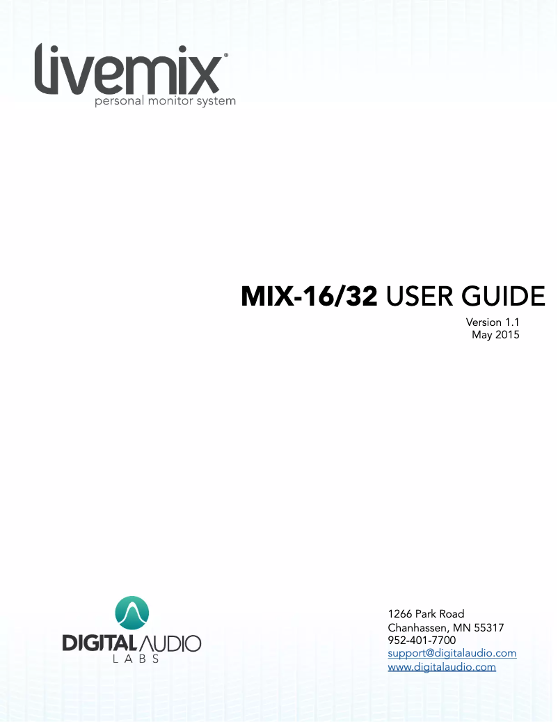 Page n°1 - Manuel utilisateur Digital Audio Labs MIX-16