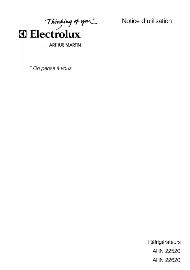 Page n°1 - Manuel utilisateur Arthur Martin-Electrolux ARN22520