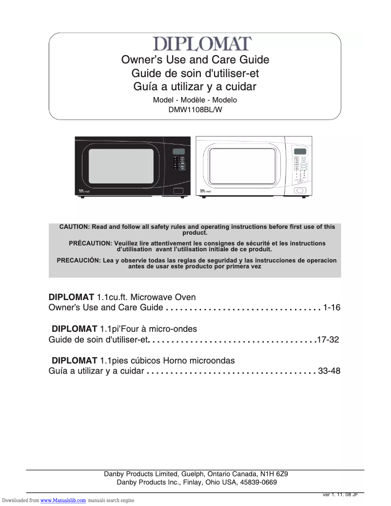 Image de la première page du manuel de l'appareil DMW1108W