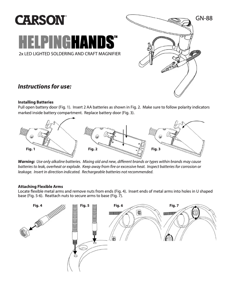 Image de la première page du manuel de l'appareil HelpingHands GN-88