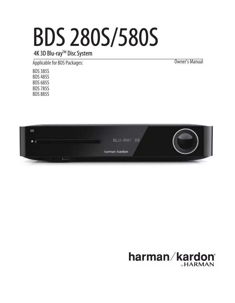 Page 1 de la notice Manuel utilisateur Harman Kardon BDS 485SAD