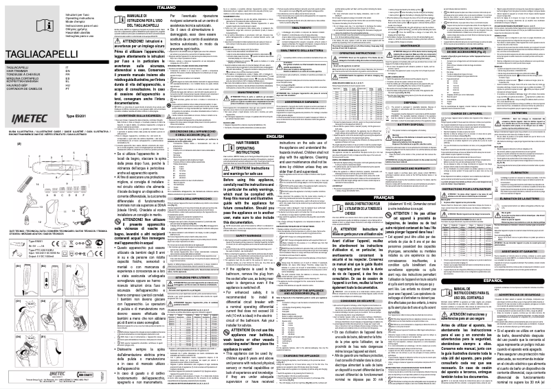 Page n°1 - Manuel utilisateur Imetec HC8 100 PRO
