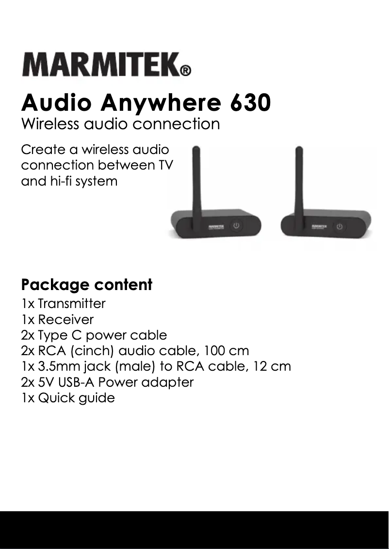 Page 1 de la notice Fiche technique Marmitek Audio Anywhere 630