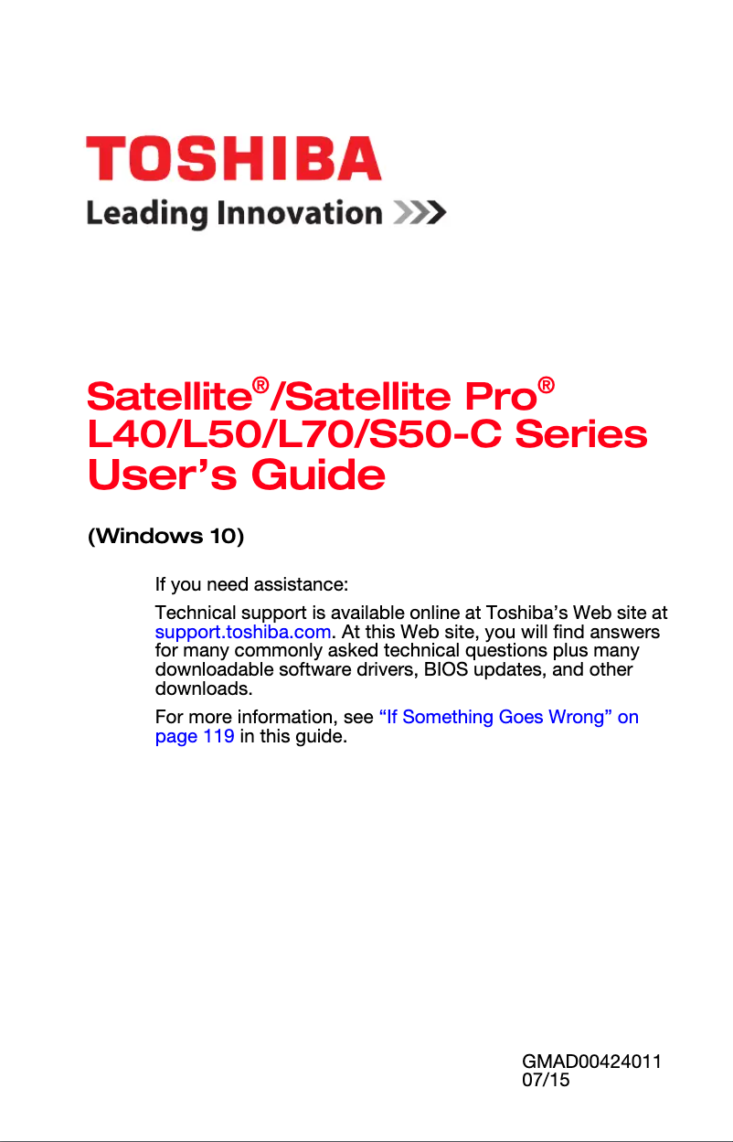 Image de la première page du manuel de l'appareil Satellite Pro L70