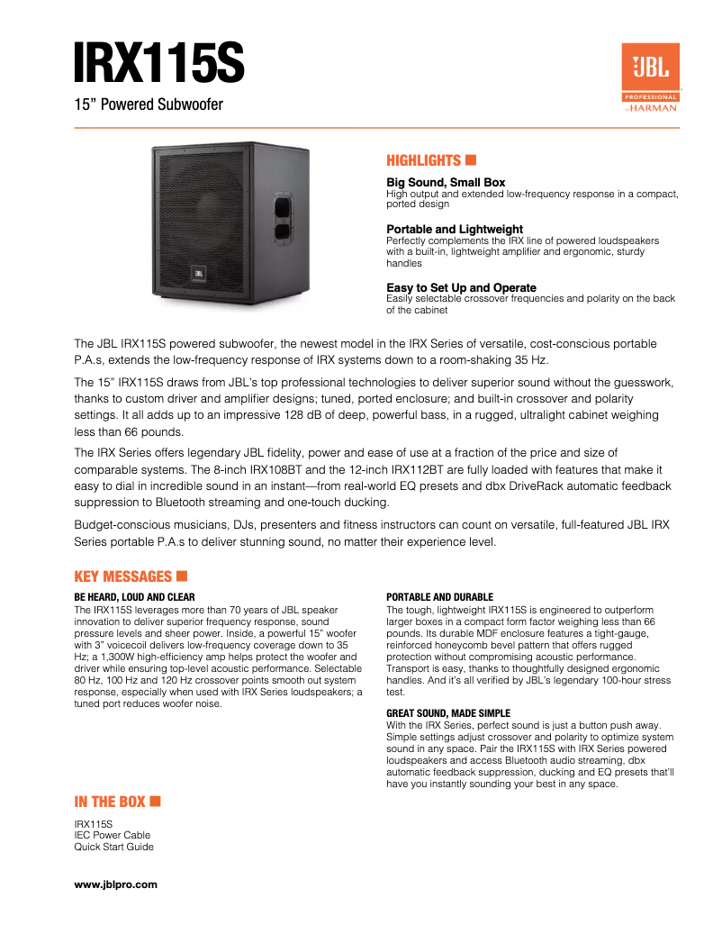 Image de la première page du manuel de l'appareil IRX115S