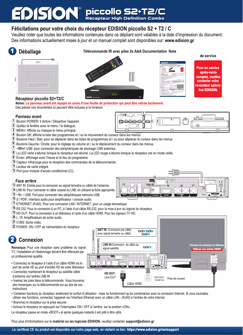 Image de la première page du manuel de l'appareil Piccollo S2+T2/C