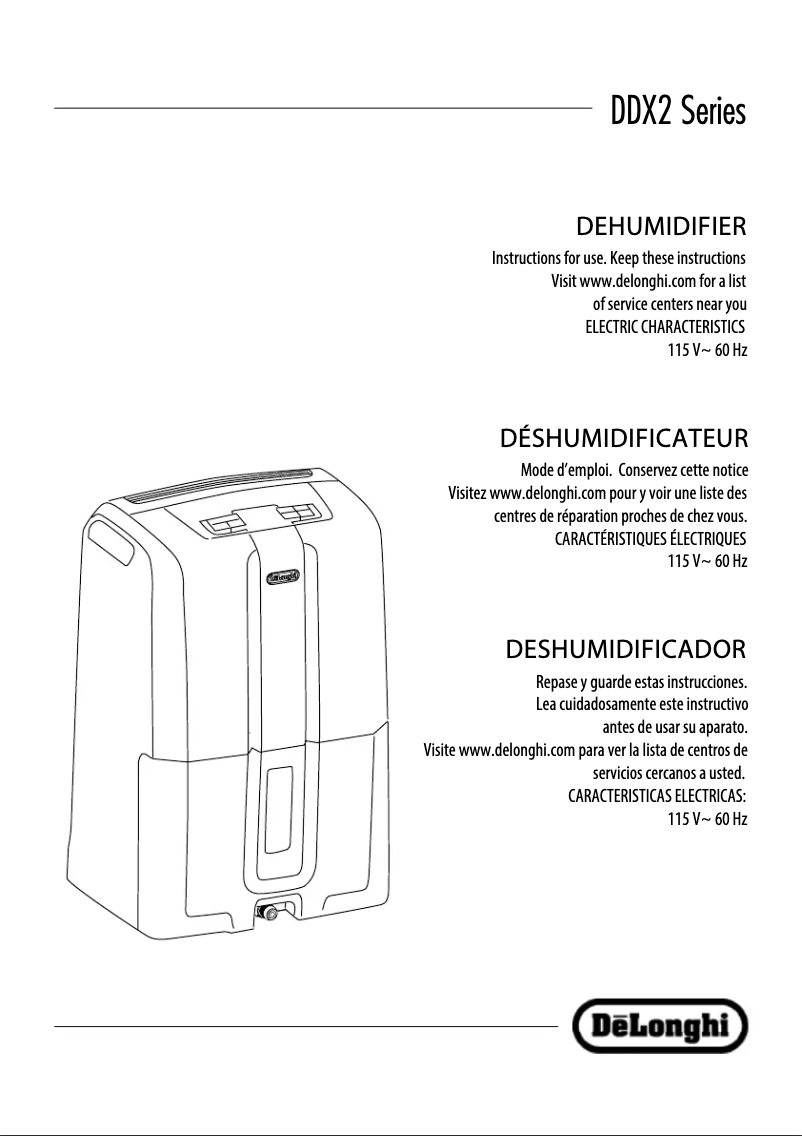 Page 1 de la notice Manuel utilisateur DeLonghi DDX235PEF