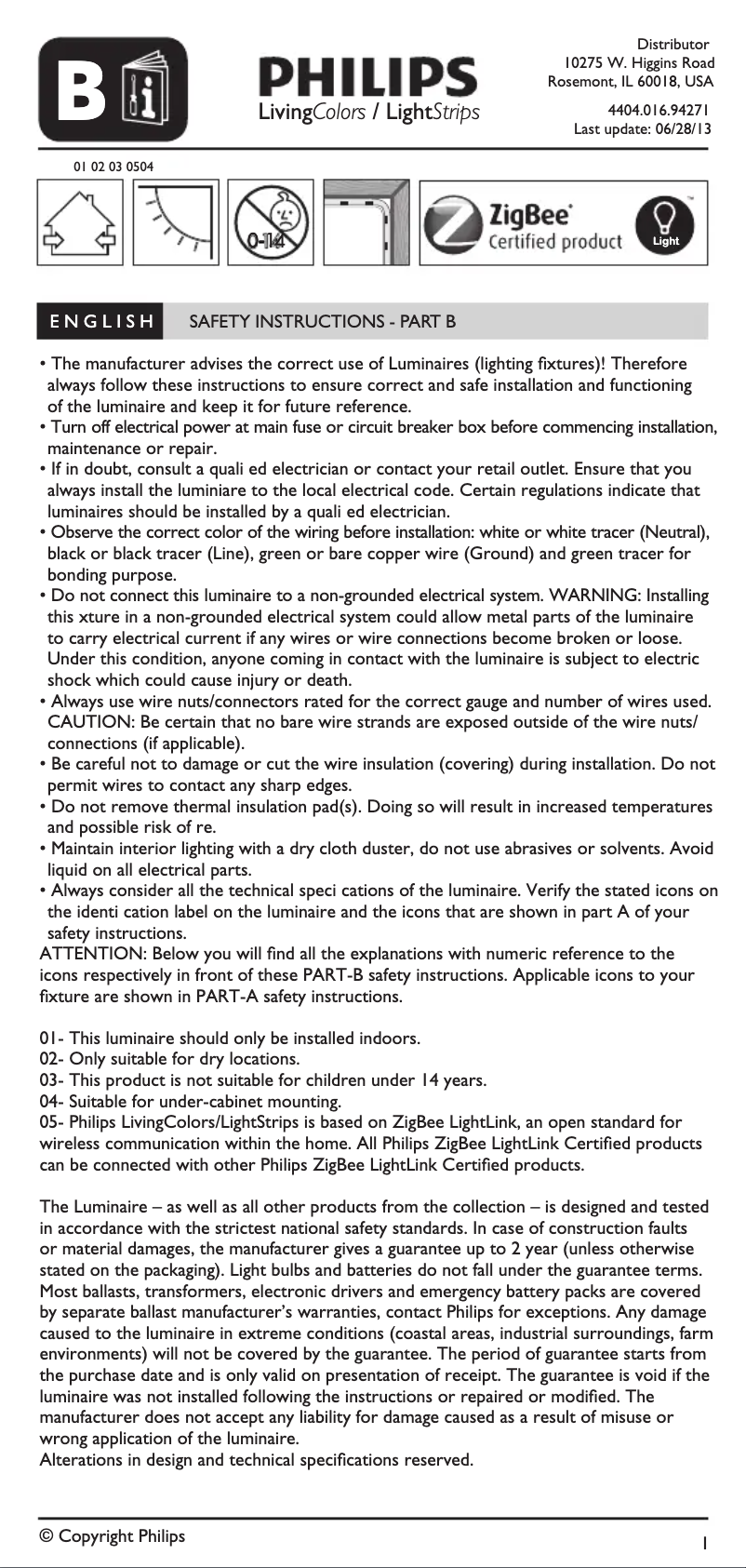 Page 1 de la notice Manuel utilisateur Philips hue 719925548