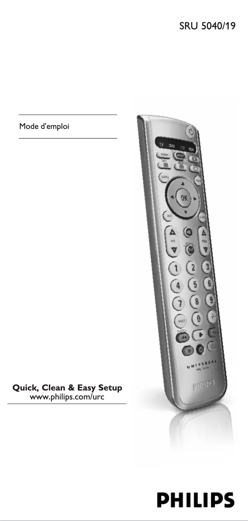 Page 1 de la notice Mode d'emploi Philips SRU5040