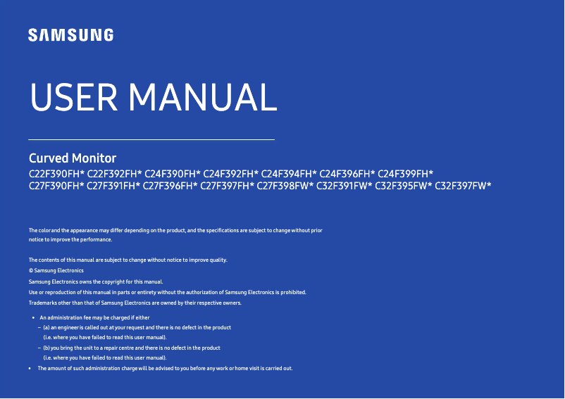 Page n°1 - Manuel utilisateur Samsung C24F396FHU