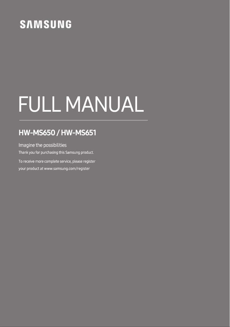 Page n°1 - Manuel utilisateur Samsung HW-MS651/ZG