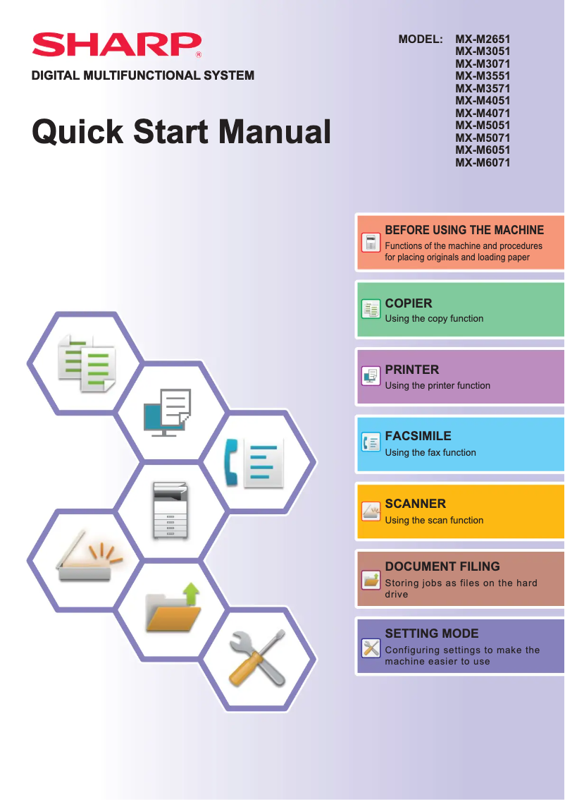Page n°1 - Guide de démarrage rapide Sharp MX-M6071S