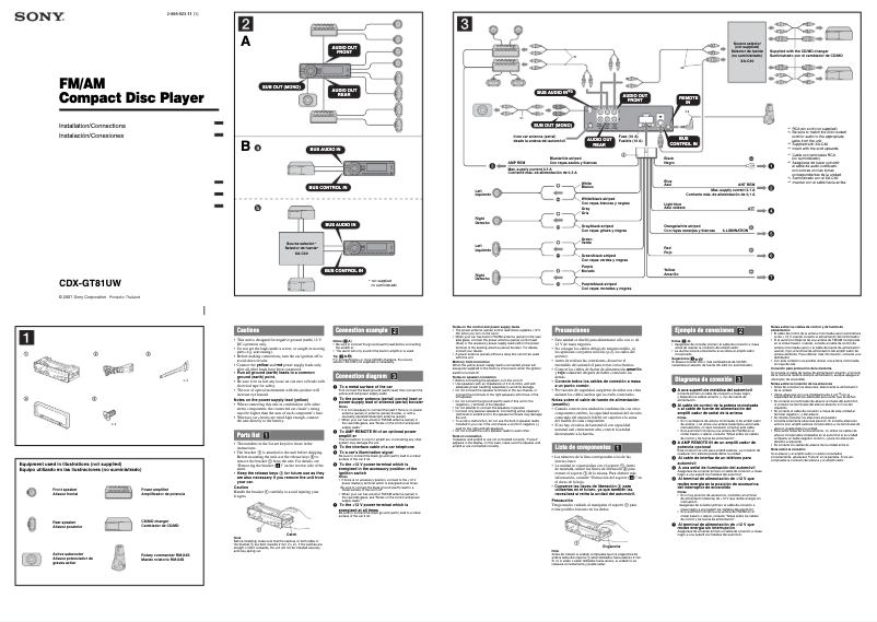 Page 1 de la notice Guide d'installation Sony CDX-GT81UW