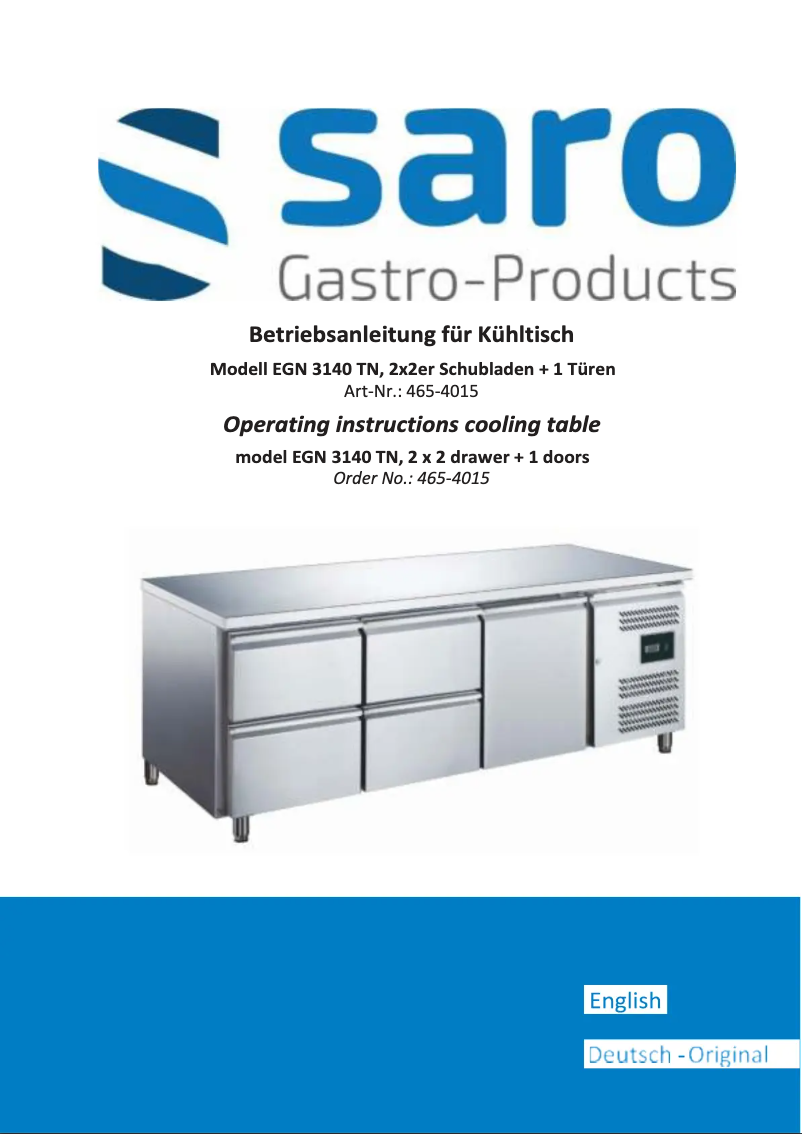 Page n°1 - Manuel utilisateur Saro EGN 3140 TN