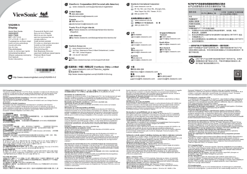 Page 1 de la notice Guide de démarrage rapide Viewsonic VA2406-h