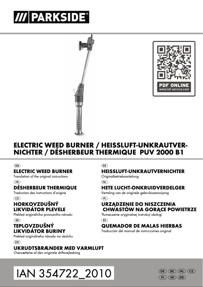 Page n°1 - Manuel utilisateur Parkside PUV 2000 B1