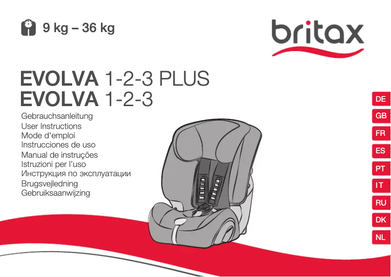 Page 1 de la notice Manuel utilisateur Britax-Römer Evolva 1-2-3