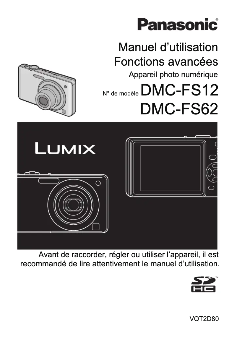 Page 1 de la notice Manuel utilisateur Panasonic Lumix DMC-FS62