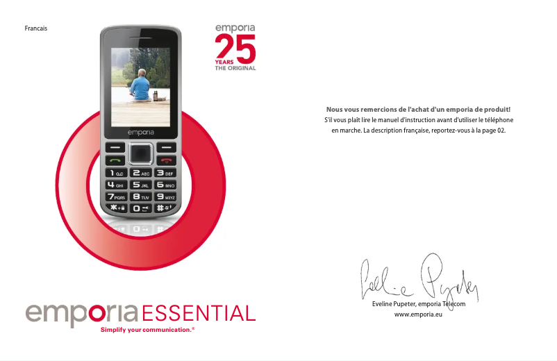 Image de la première page du manuel de l'appareil Essential