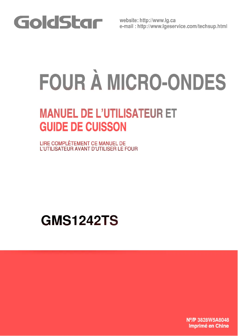 Image de la première page du manuel de l'appareil GMS1242TS