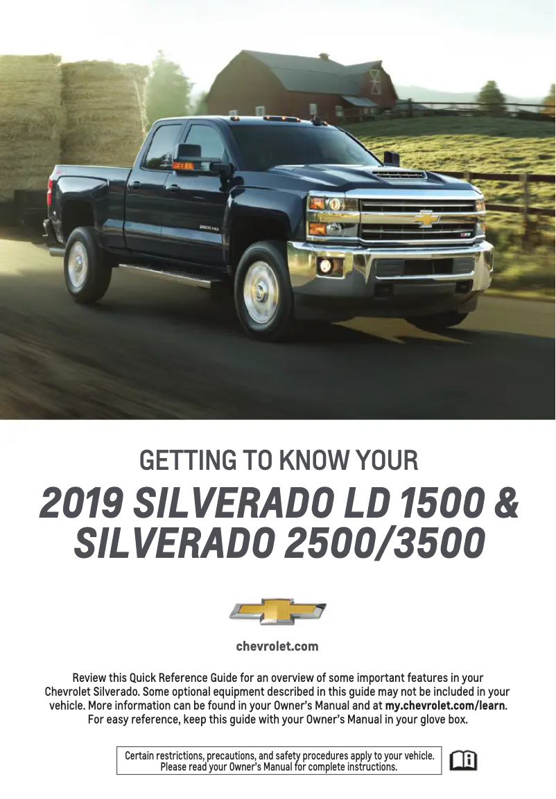 Page 1 de la notice Guide de démarrage rapide Chevrolet Silverado 2500 HD (2019)