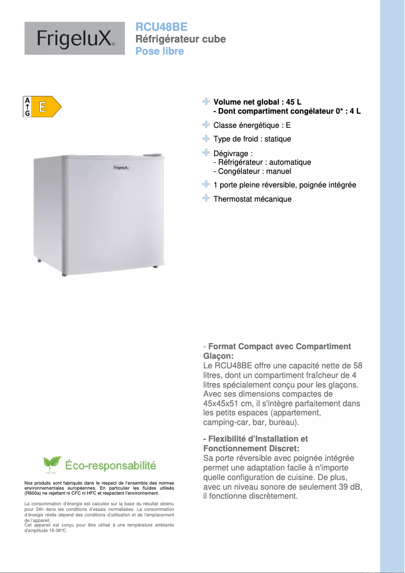 Image de la première page du manuel de l'appareil RCU48BE