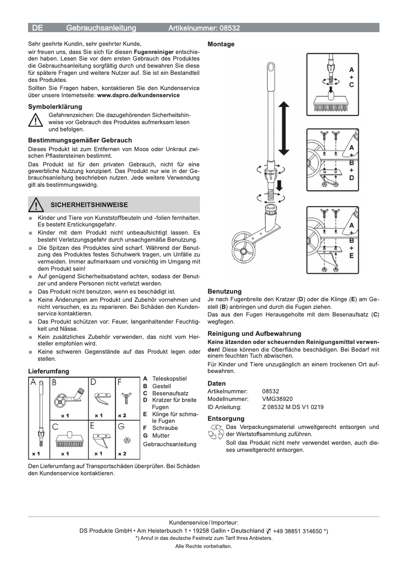 Page 1 de la notice Manuel utilisateur EasyMaxx 08532