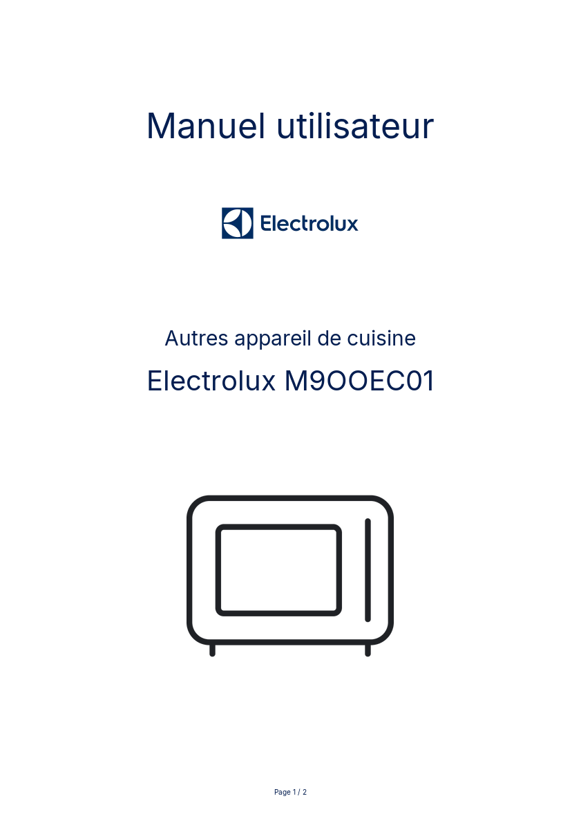 Page n°1 - Manuel utilisateur Electrolux M9OOEC01