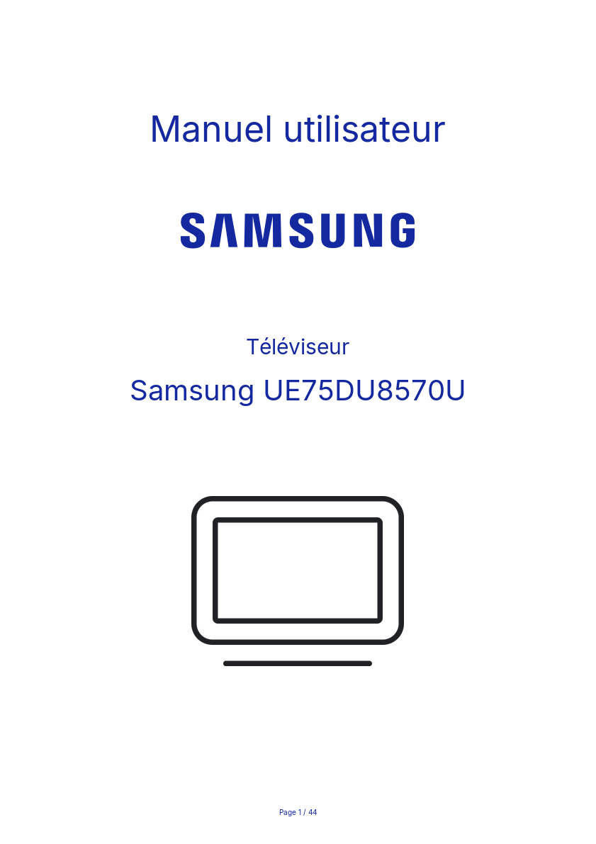 Image de la première page du manuel de l'appareil UE75DU8570U
