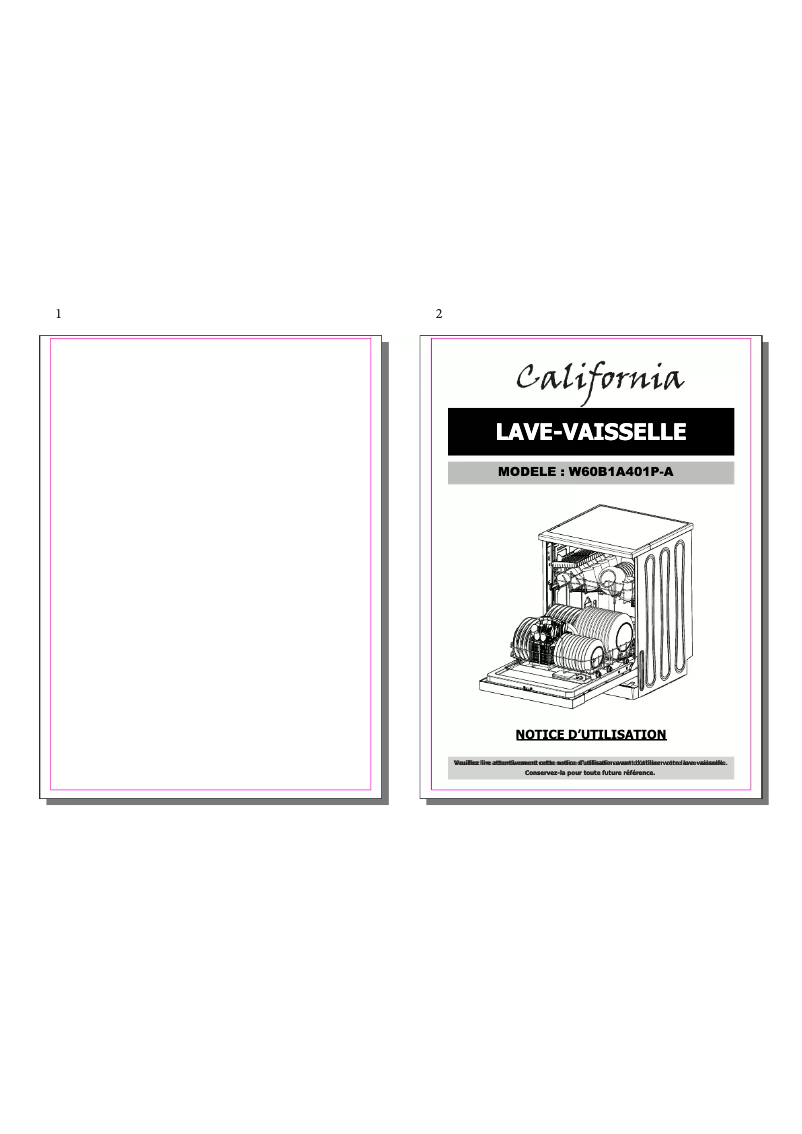 Page 1 de la notice Manuel utilisateur California W60B1A401P-A