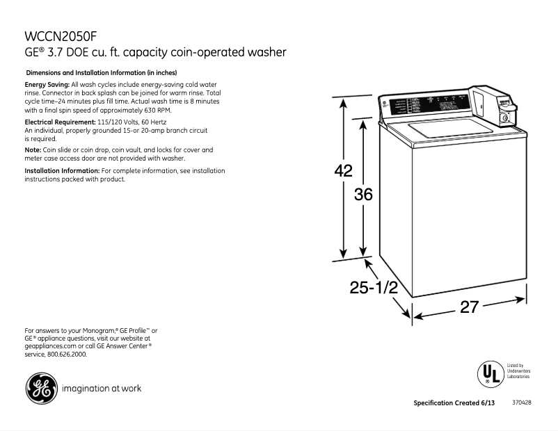Image de la première page du manuel de l'appareil WCCN2050FWC