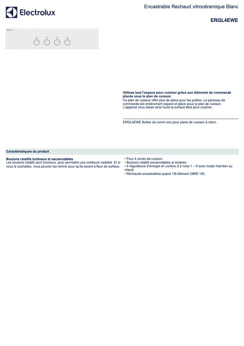 Image de la première page du manuel de l'appareil ERGL4EWE